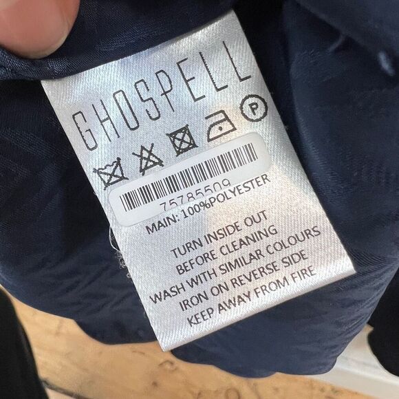 Ghospell Women's Large Colorblock Blue Peach Long Sleeve Maxi Dress Peasant Chic - Picture 12 of 15